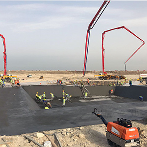 Terminal 2 has an overall of 270,000m2 of lean concrete works. This activity has commenced in February 2017 from North wing of the terminal building. First foundation concrete pour is expected to be by end of March 2017., 01-02-2017